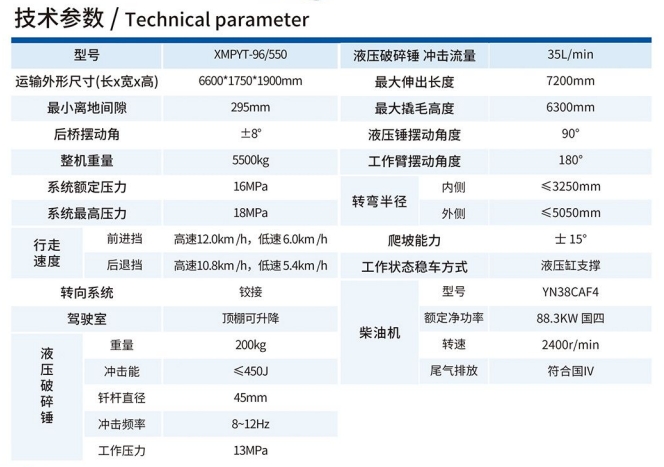 XMPYT-96/550撬毛台车技术参数